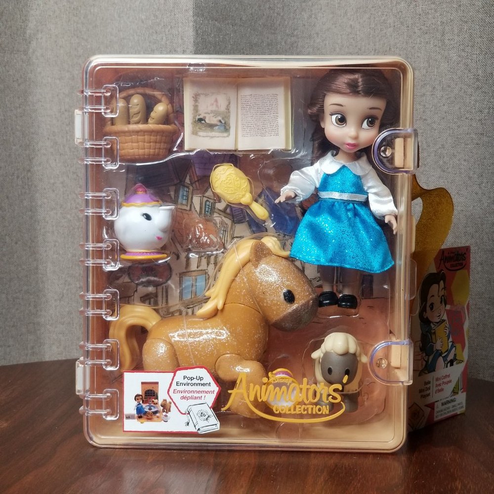 Authentic Disney Store Belle Animator's Collection Mini Doll Playset 5